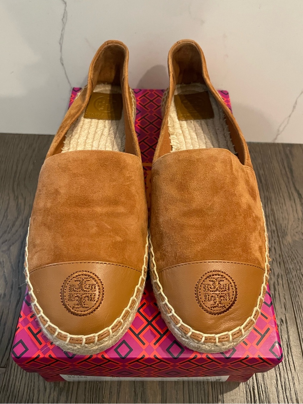 Tory Burch Cap-Toe Espadrille Suede/Leather (Size 7.5)